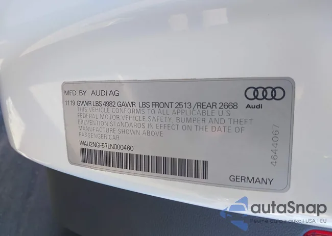 WAU2NGF57LN000460: 44332135