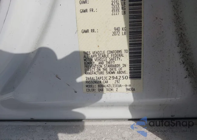 1N4AL3AP1JC294250: 44332522