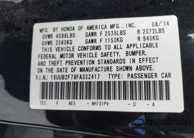 19UUB2F78FA002417: 44332553