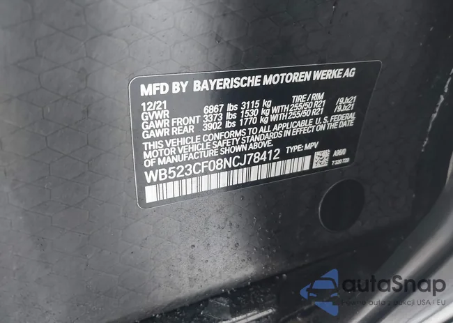 WB523CF08NCJ78412: 44331595