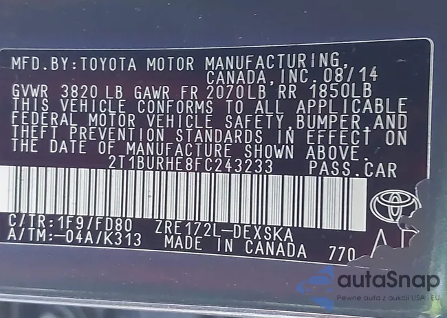 2T1BURHE8FC243233: 44331657