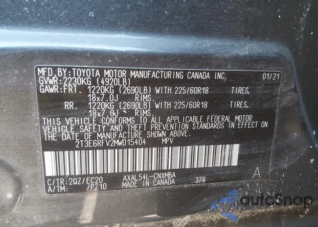 2T3E6RFV2MW015404: 44331768