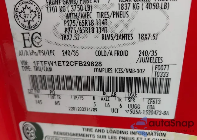 1FTFW1ET2CFB29828: 44332963