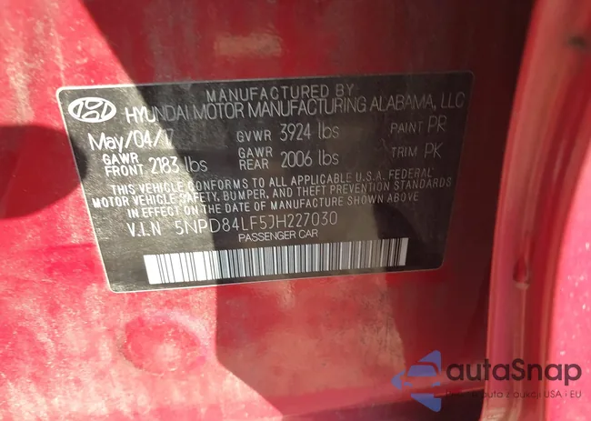 5NPD84LF5JH227030: 44332989