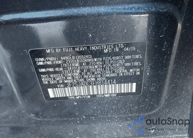 JF2SJADC3FH814414: 44333044