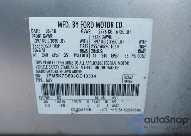 1FM5K7D80JGC13334: 44333422