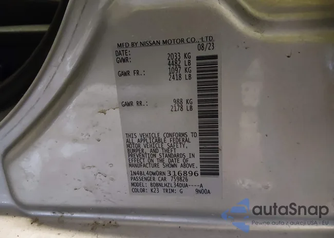 1N4BL4DW0RN316896: 44333438