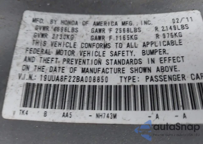19UUA8F22BA008850: 44332781