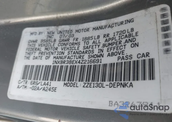 1NXBR38EX4Z216691: 44334002