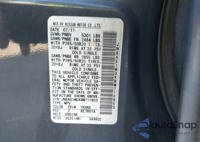 JN8AS1MUXBM711903: 44334045