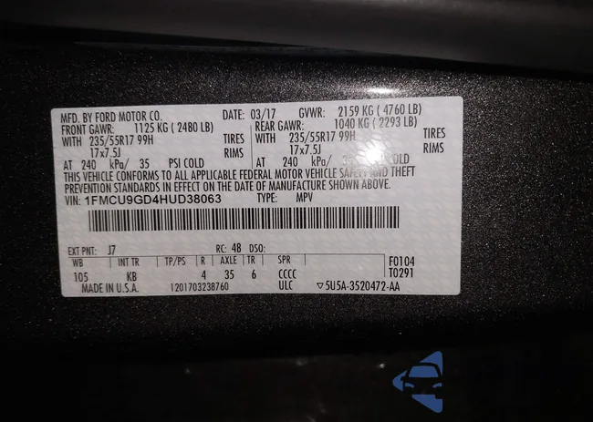 1FMCU9GD4HUD38063: 44334185