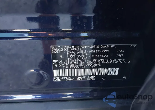 2T3A1RFV4SW531435: 44334251