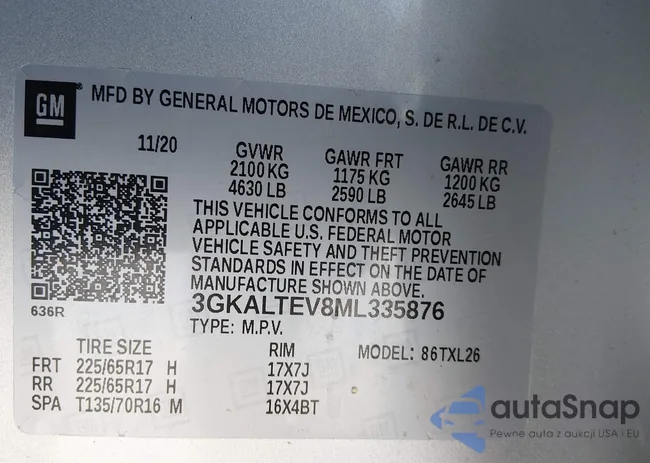 3GKALTEV8ML335876: 44334273