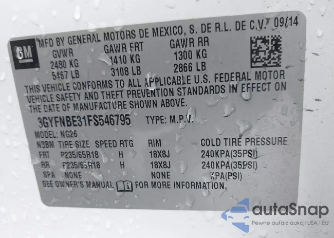3GYFNBE31FS546795: 44334291