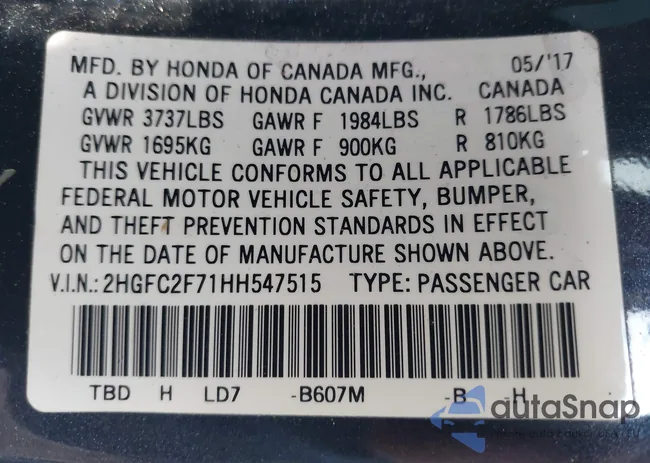 2HGFC2F71HH547515: 44334429