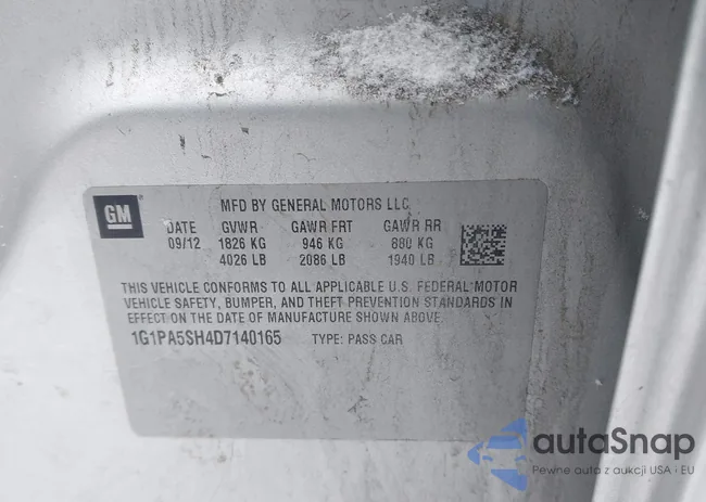 1G1PA5SH4D7140165: 44334436