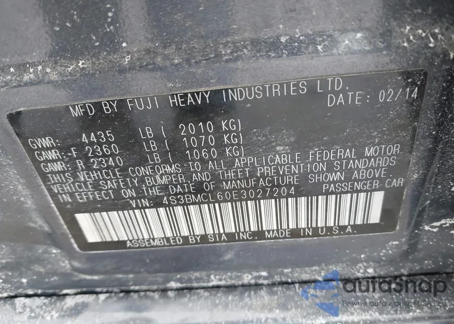 4S3BMCL60E3027204: 44334448