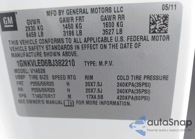 1GNKVLED6BJ382210: 44333591