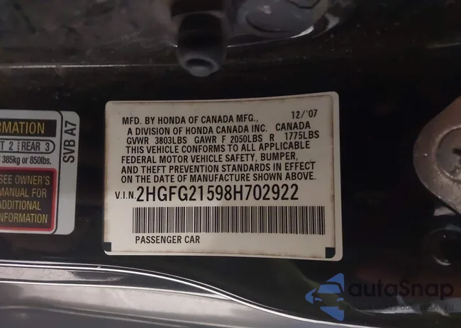 2HGFG21598H702922: 44333603