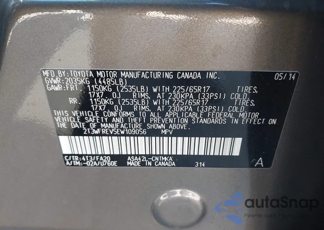 2T3WFREV5EW109056: 44333629