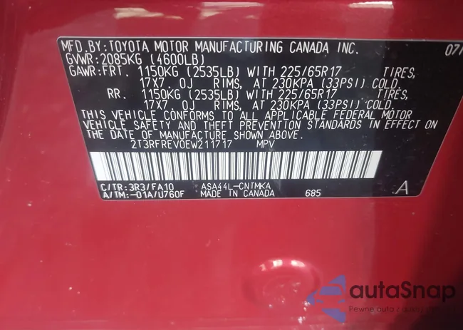 2T3RFREV0EW211717: 44333631