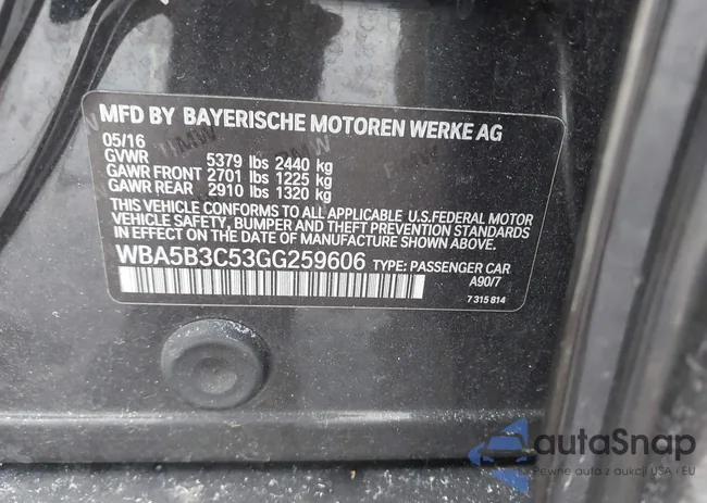 WBA5B3C53GG259606: 44333667