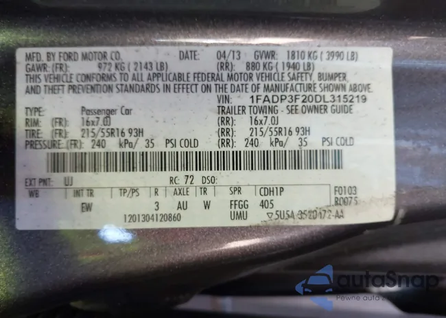 1FADP3F20DL315219: 44333677