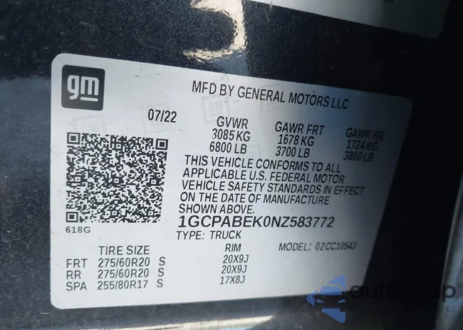 1GCPABEK0NZ583772: 44333688