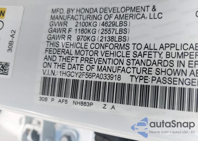 1HGCY2F56PA033918: 44333697