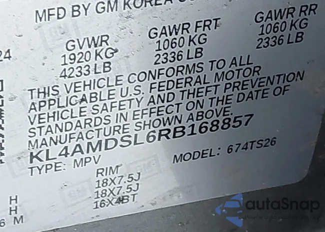 KL4AMDSL6RB168857: 44333787