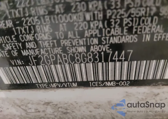 JF2GPABC8G8317447: 44333900