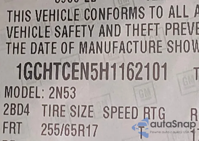 1GCHTCEN5H1162101: 44334998