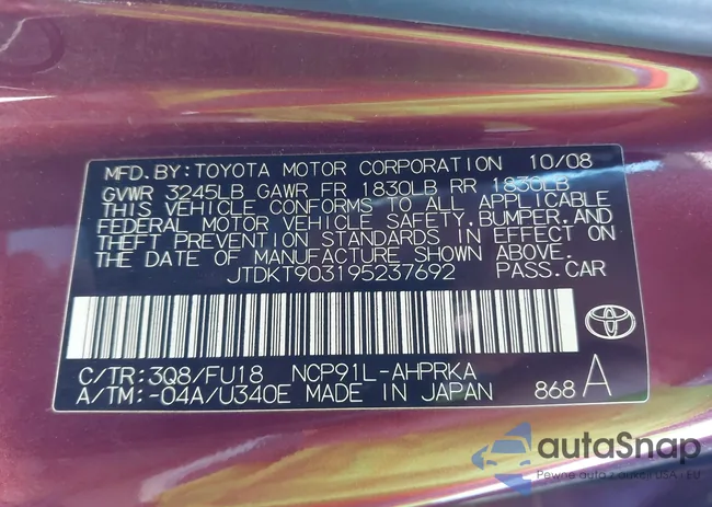 JTDKT903195237692: 44335041