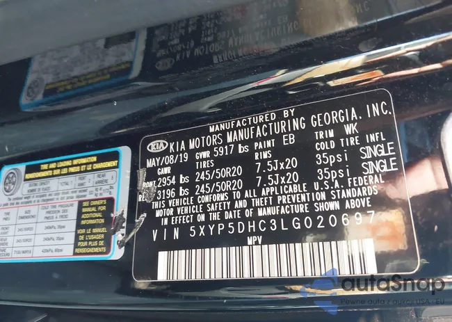 5XYP5DHC3LG020697: 44335043