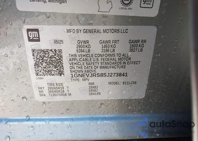 1GNEVJRS8SJ273841: 44335264