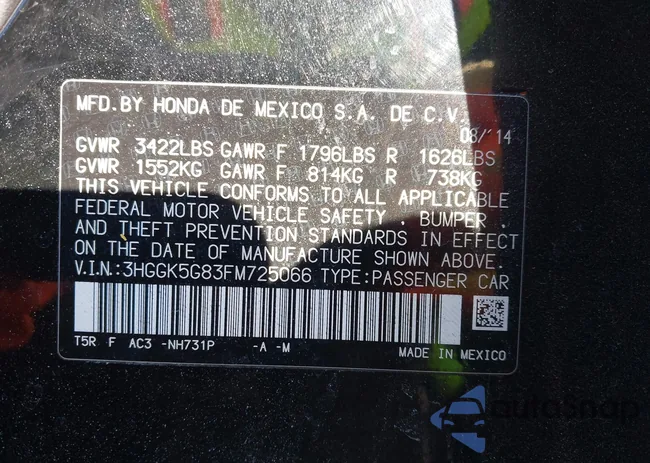 3HGGK5G83FM725066: 44335380