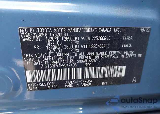 2T3T6RFV1RW047498: 44335384