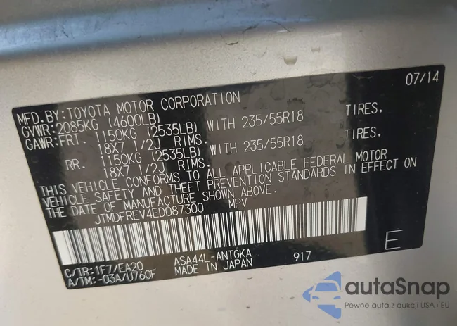 JTMDFREV4ED087300: 44335480