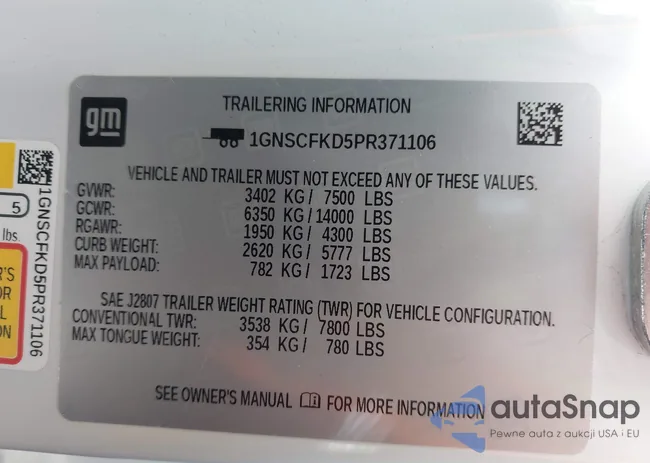 1GNSCFKD5PR371106: 44335556