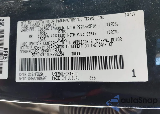 5TFUY5F10JX698254: 44335557