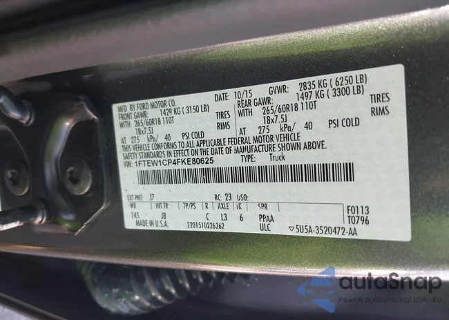 1FTEW1CP4FKE80625: 44334644