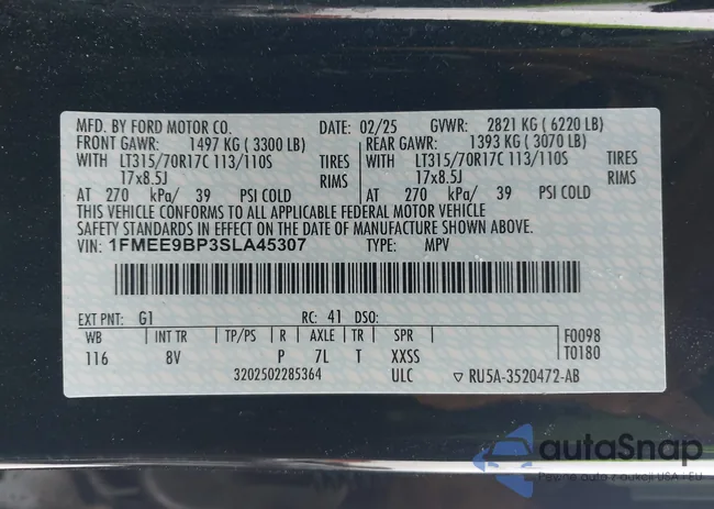 1FMEE9BP3SLA45307: 44334660