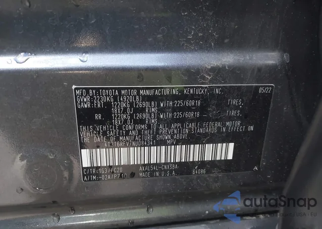 4T3T6RFV7NU084341: 44334725