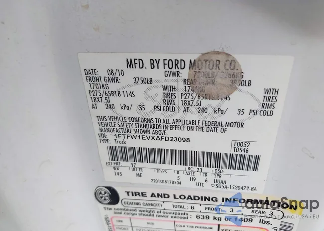 1FTFW1EBXAFB23098: 44334765