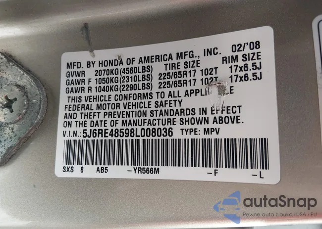 5J6RE48598L008036: 44334790