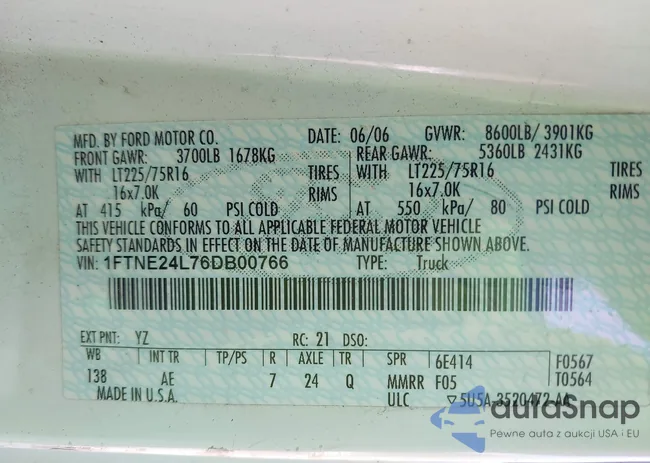 1FTNE24L76DB00766: 44334874