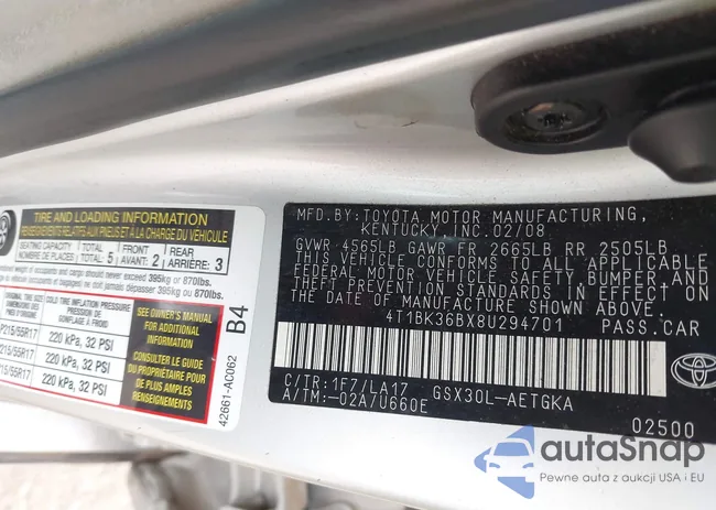 4T1BK36BX8U294701: 44336150