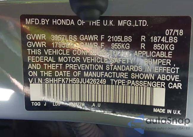 SHHFK7H59JU426249: 44336230