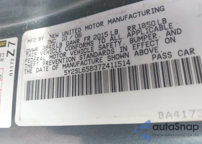 5Y2SL65837Z411514: 44336294