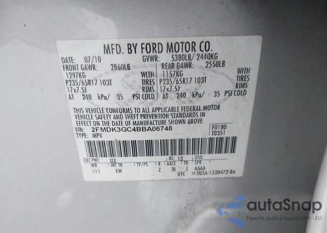 2FMDK3GC4BBA06748: 44336339